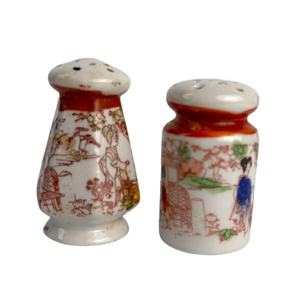 Vintage Painted Japanese Geisha Girl‎ Salt Pepper Shakers Ceramic Made in Japan